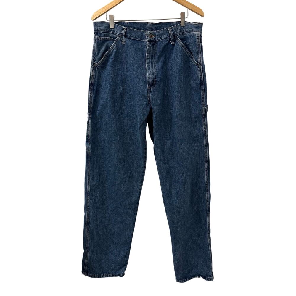 Wrangler Originals Carpenter Jeans Mens Size 34x34 Retro Work Cowboy Dark Wash